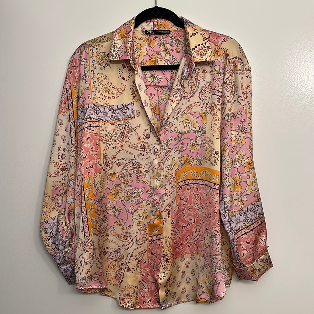 Zara paisley satin shirt